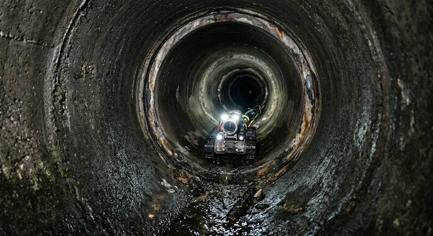 Robotic sewer camera inspecting pipe interior for Drain Snake Service in Broadview